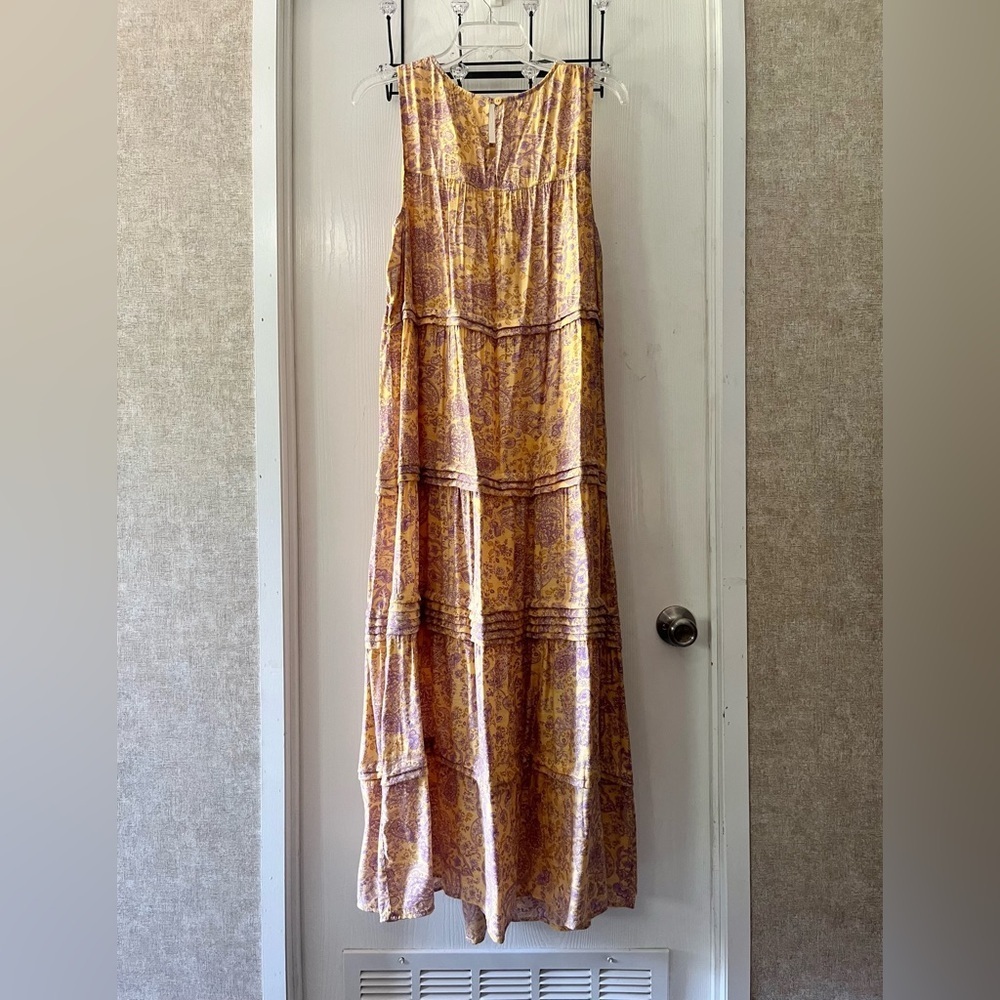 J.Jill Yellow Purple Floral Paisley Tiered Sleeveless Dress - Picture 7 of 10